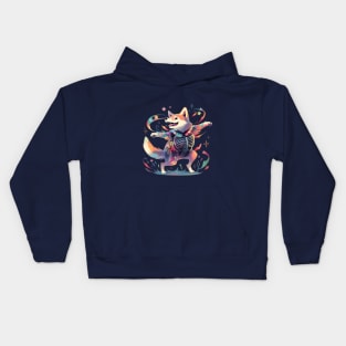 Dancing Skeleton Rainbow Shiba Kids Hoodie